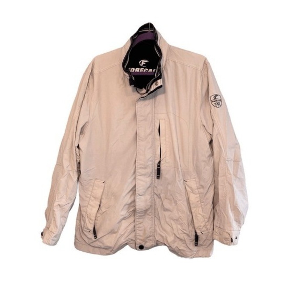 Vintage Forecast 1991 Field Jacket Tan Blue Nylon Fishing Chore Windbreaker 52